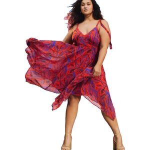 Alexis for Target Sz XL Strappy Handkerchief Hem Sun Dress Babydoll Floral Lined